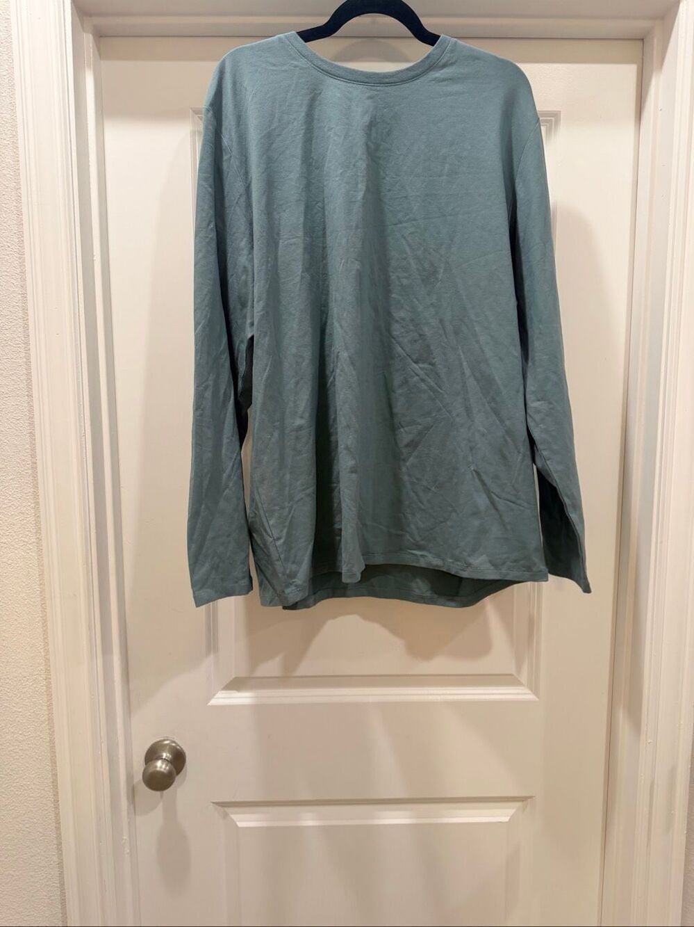 Skims Cotton Jersey Long Sleeve Crewneck Tee Shirt Sage Green Size XL New